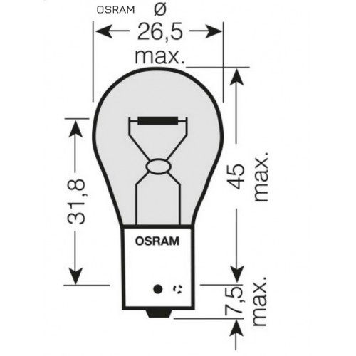 01291244 АВТО ЛАМПА PY21W ОРАНЖ 12V 21W BAU15s OSRAM 7507 БЛИСТЕР- 2 броя