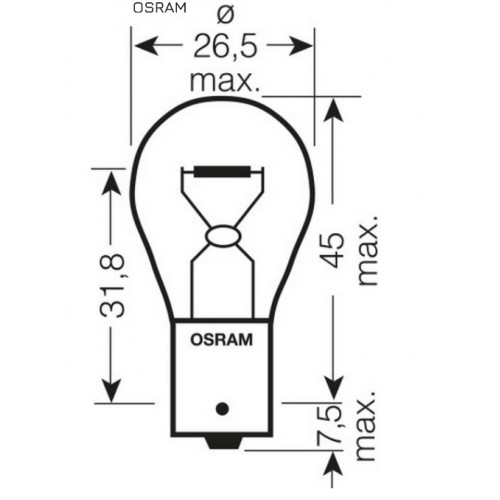 01291245 АВТО ЛАМПА P21W 12V 21W BA15s OSRAM 7506 БЛИСТЕР- 2 броя