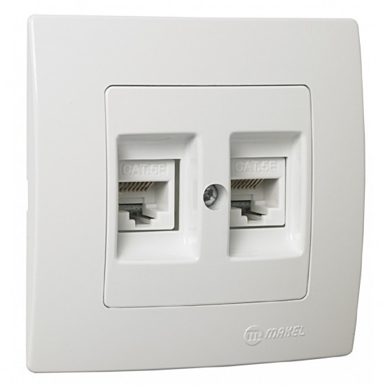 0171685 КАРЕ Naturel Lilium РОЗЕТКА КОМПЮТЪР 2xRJ45 БЯЛ ДВОЕН МАКЕЛ