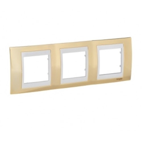 056442 UNICA TOP РАМКА-3 ТРОЙНА ЗЛАТО/СЛОНОВА КОСТ MGU66.006.504