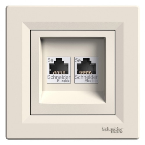 058055 Asfora РОЗЕТКА ДВОЕН КОМПЮТЪР 2ХRJ45 КРЕМ EPH4400123 Schneider