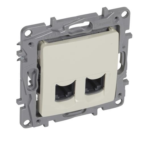 0148193 КОМПЮТЪРНА РОЗЕТКА ДВОЙНА 2xRJ45 UTP cat.6 КРЕМ 764674 NILOE