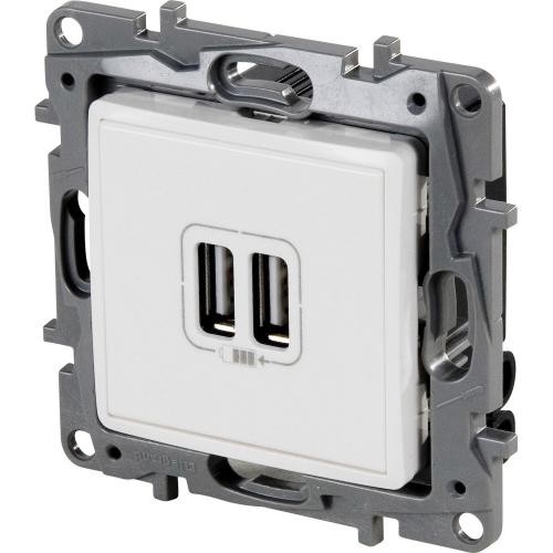 01479043 КОНТАКТ ДВОЕН USB БЯЛ 2400mA 5V 764594 NILOE