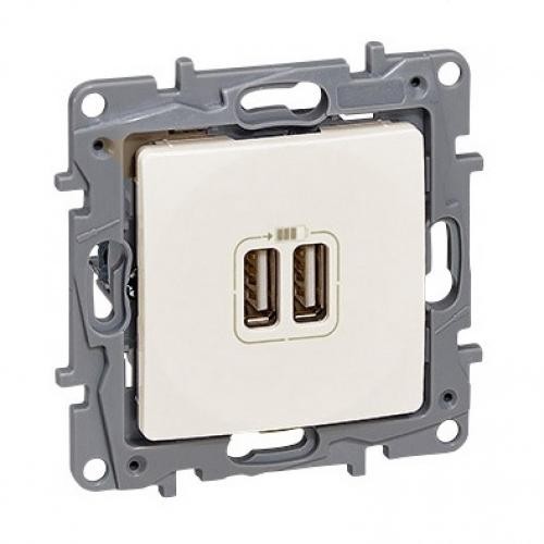01479041 КОНТАКТ ДВОЕН USB КРЕМ 2400mA 5V 764694 NILOE
