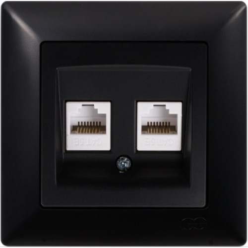 01667 VISAGE РОЗЕТКА ТЕЛЕФОН И КОМПЮТЪР RJ11+RJ45 ЧЕРЕН - 409831