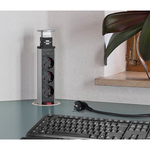 2400006480 BRENNENSTUHL КОЛОНА ЗА ВГРАЖДАНЕ POWER TOWER 3+2USB 2100mA 2м