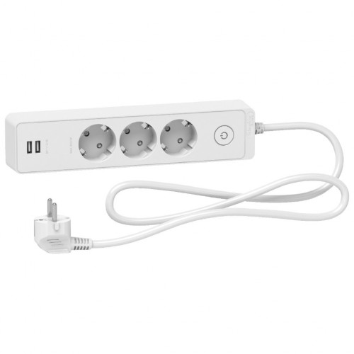 0580000105 - ST943U1W - РАЗКЛОНИТЕЛ - 3 - гнезда - 2xUSB - 1.50м. БЯЛ Schneider