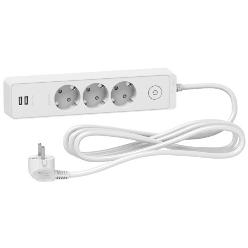 0580000106 - ST943U3W - РАЗКЛОНИТЕЛ - 3 - гнезда - 2xUSB - 3.00м. БЯЛ Schneider