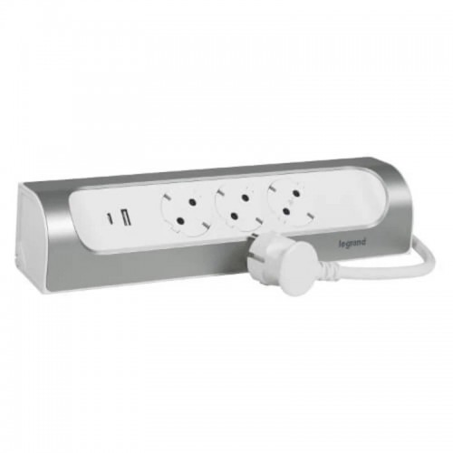 105000561 LEGRAND РАЗКЛОНИТЕЛ 3+1,0м КАБЕЛ -за ъгъл- USB A+C БЯЛ/АЛУМИНИЙ -CORNER- 694502