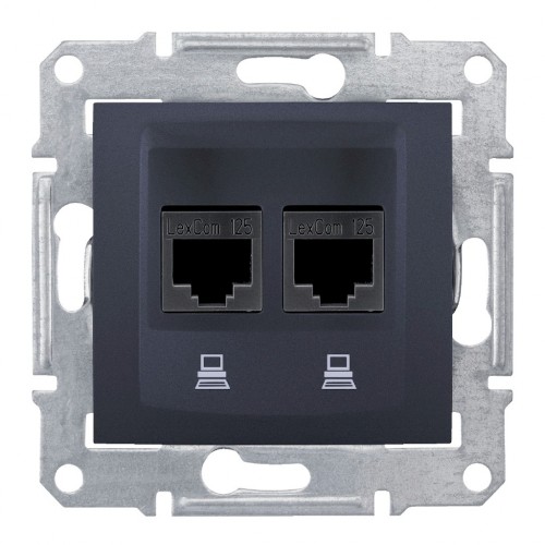 05700121 SEDNA МЕХ. РОЗЕТКА ДВОЙНА -- 2xRJ45 -- cat5E ГРАФИТ SDN4400170