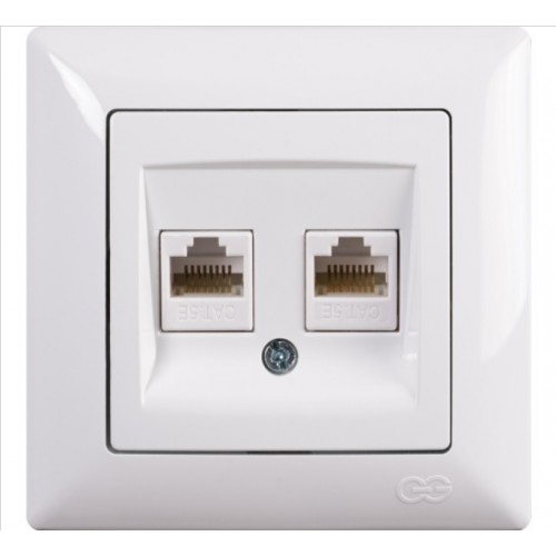 018018004024 VISAGE РАЗЕТКА КОМПЮТЪР ДВОЕН RJ45+RJ45 БЯЛ CAT.5e - 408131