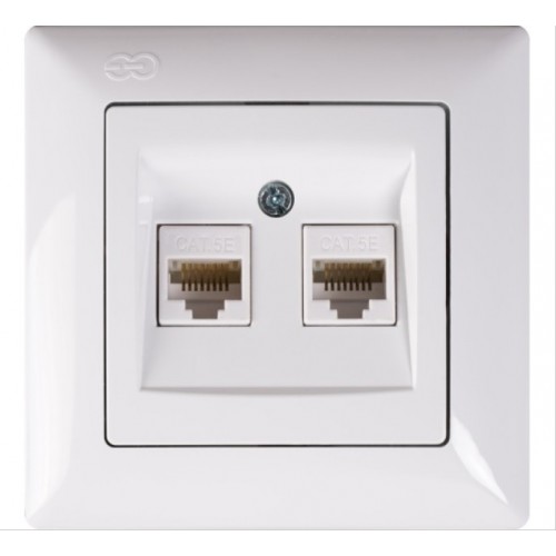 018018004024 VISAGE РАЗЕТКА КОМПЮТЪР ДВОЕН RJ45+RJ45 БЯЛ CAT.5e - 408131