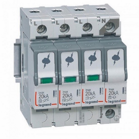 0112098 LEGRAND КАТОДЕН ОТВОДИТЕЛ SPD клас Т2 - 20КА 3P+N - 412227 -