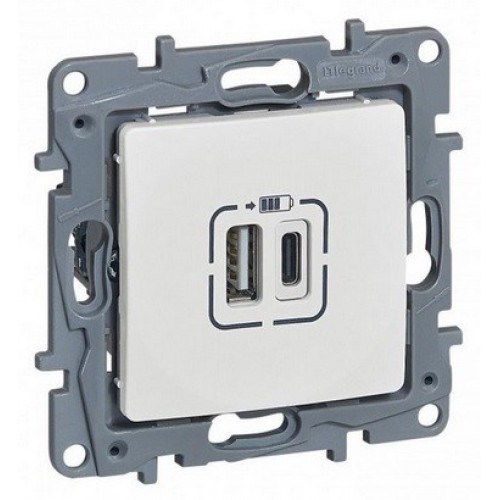 2400005001 КОНТАКТ USB+USB-type C 3000mA 5V БЯЛ NILOE 764597