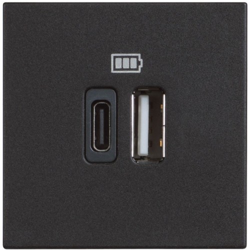 240570189 Bticino КОНТАКТ 2xUSB-A/C 3000mA 2Модула Classia ЧЕРЕН RG4287C2