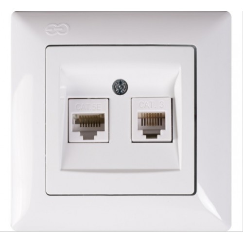 01604 VISAGE РОЗЕТКА ТЕЛЕФОН И КОМПЮТЪР RJ11+RJ45 БЯЛ - 408132