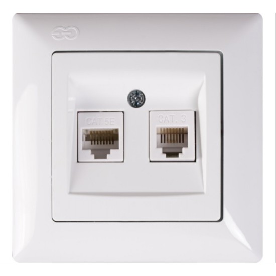 01604 VISAGE РОЗЕТКА ТЕЛЕФОН И КОМПЮТЪР RJ11+RJ45 БЯЛ - 408132