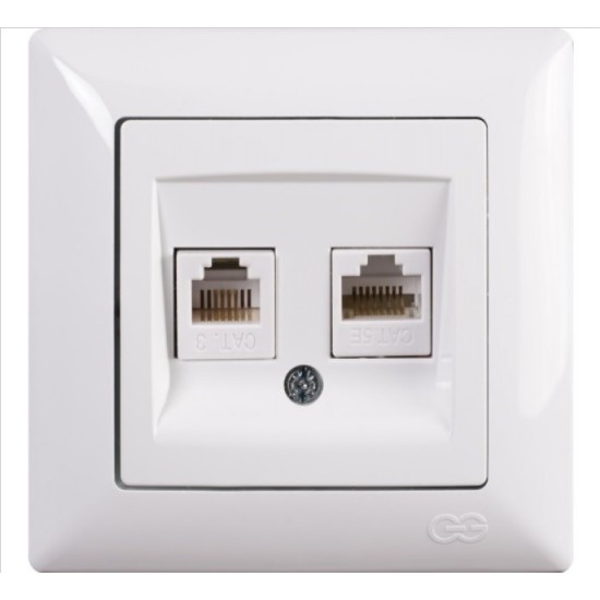 01604 VISAGE РОЗЕТКА ТЕЛЕФОН И КОМПЮТЪР RJ11+RJ45 БЯЛ - 408132