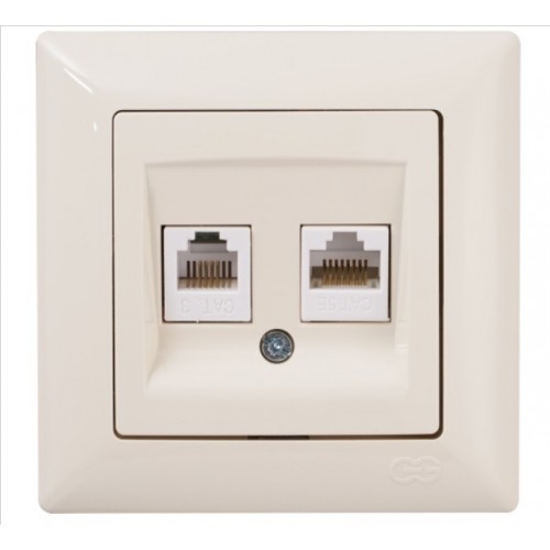 01605 VISAGE РОЗЕТКА ТЕЛЕФОН И КОМПЮТЪР RJ11+RJ45 КРЕМ - 408232