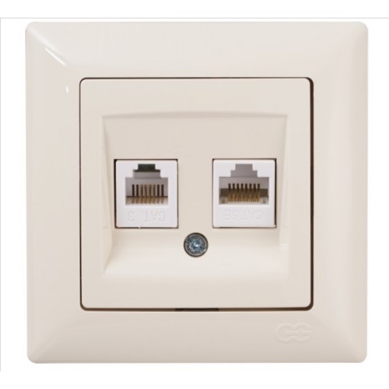 01605 VISAGE РОЗЕТКА ТЕЛЕФОН И КОМПЮТЪР RJ11+RJ45 КРЕМ - 408232