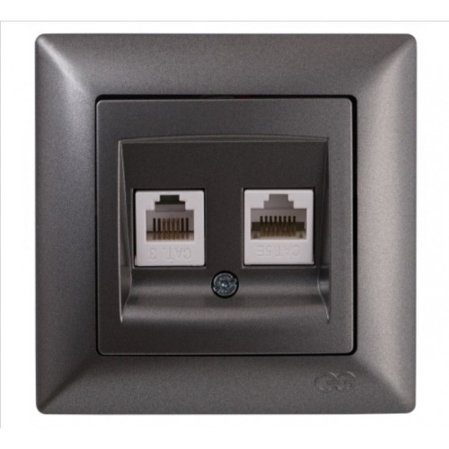 016131 VISAGE РОЗЕТКА ТЕЛЕФОН+КОМПЮТЪР /RJ11+RJ45/ АНТРАЦИТ - 409632