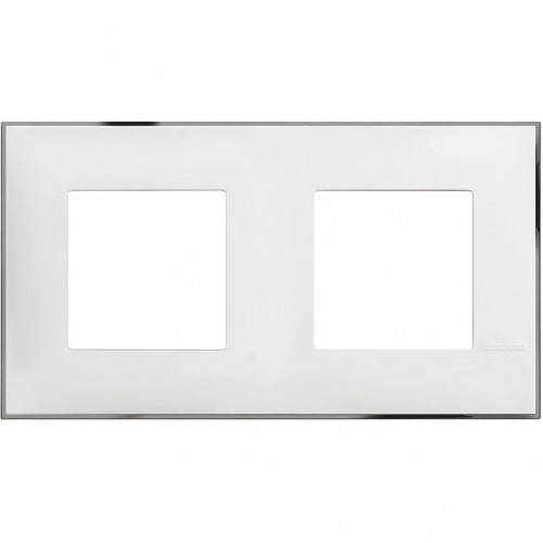 1050498 BTICINO CLASSIA РАМКА-2 4М БЯЛО/ХРОМ R4802M2WR LEGRAND