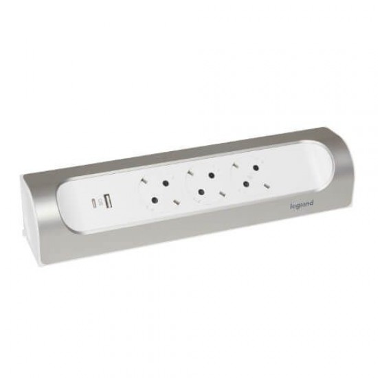 105000559 LEGRAND РАЗКЛОНИТЕЛ 3 - USB type A - USB type C - ЪГЛОВ - АЛУМИНИЙ БЕЗ КАБЕЛ Corner 694504 