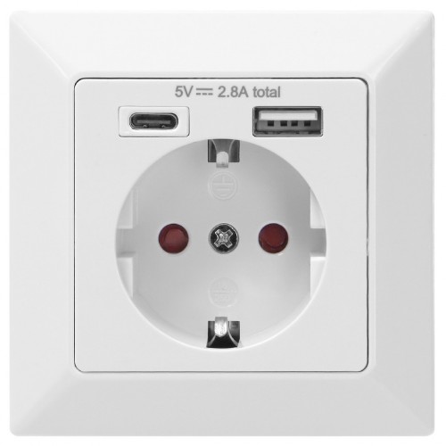 2400573296 ORNO КОНТАКТ ШУКО ЗА ВГРАЖДАНЕ+USB+TYPE C OR-AE-13232