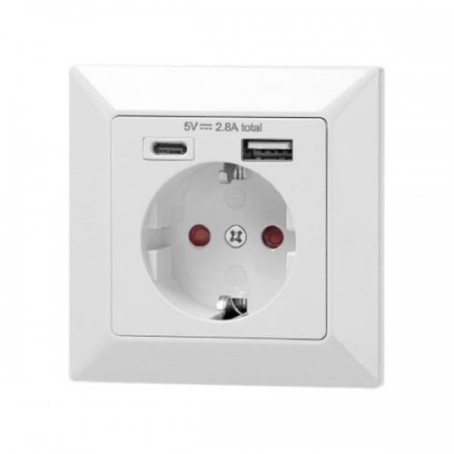 2400573296 ORNO КОНТАКТ ШУКО ЗА ВГРАЖДАНЕ+USB+TYPE C OR-AE-13232