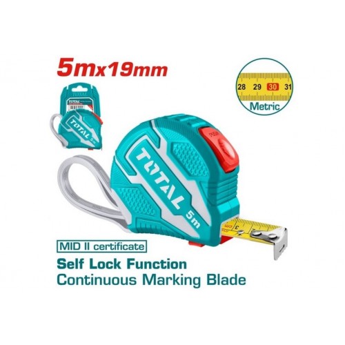 24100012206 Ролетка метрична TOTAL, Self Lock, MID II, 5 м, 19 мм TMT126251ME