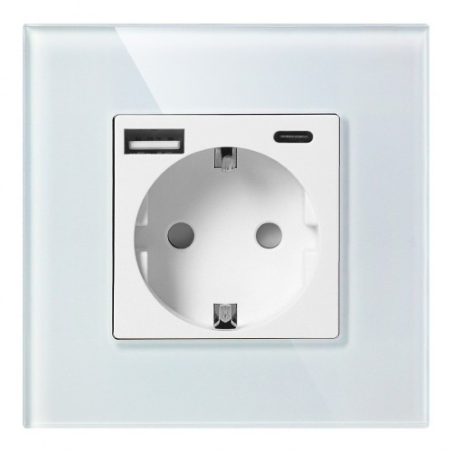 21034770 Контакт ШУКО 16A + USB тип A+C 3A 15W скрит монтаж Бял - ORNO OR-AE-13308(GS)/W